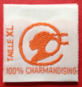 Size taffeta brand woven label