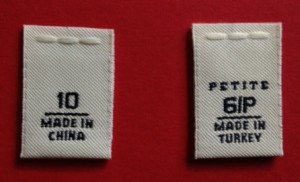 Woven Size labels 